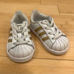 Adidas Superstar Gold and White Baby Sneakers